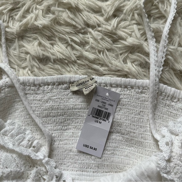 American Eagle Ruffle Upper Back Cutout White Mini Dress New With Tags Size M - Picture 4 of 10
